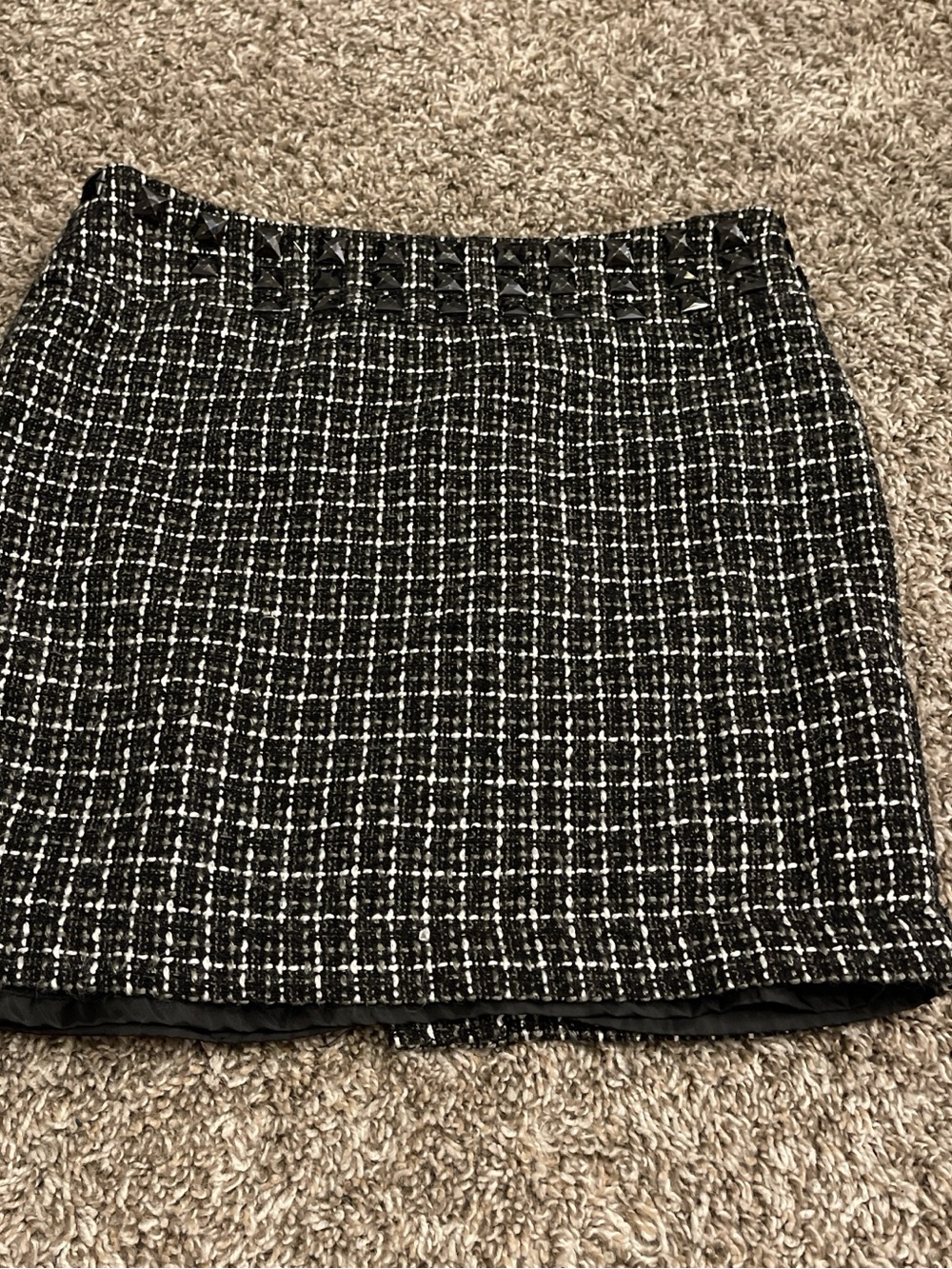 HeartSoul Black & White Tweed Mini Skirt with Stud Waist